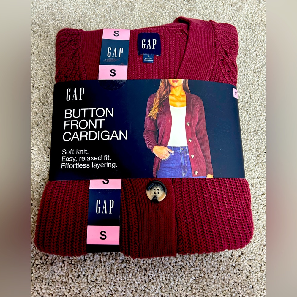 Gap Button Front Cardigan Maroon